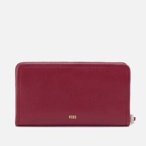 HOBO Cass Large Wallet In Pebbled Zip Leather,‎ Burgundy Wine Red,NWT